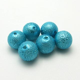 Vroubkované perly, 12mm (6ks/bal) Barva: Tyrkysová