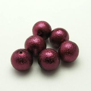 Vroubkované perly, 12mm (6ks/bal) Barva: Vínová