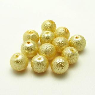 Vroubkované perly, 8mm (12ks/bal) Barva: Béžová