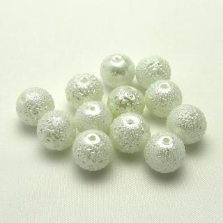 Vroubkované perly, 8mm (12ks/bal) Barva: Bílá