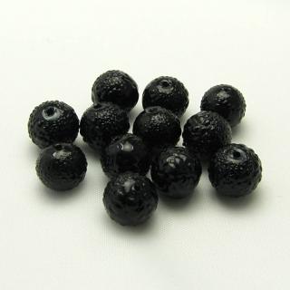 Vroubkované perly, 8mm (12ks/bal) Barva: Černá