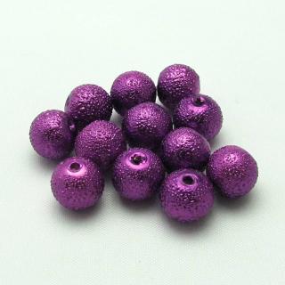 Vroubkované perly, 8mm (12ks/bal) Barva: Fialová, světlá