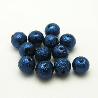 Vroubkované perly, 8mm (12ks/bal) Barva: Modrá
