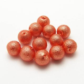Vroubkované perly, 8mm (12ks/bal) Barva: Oranžová