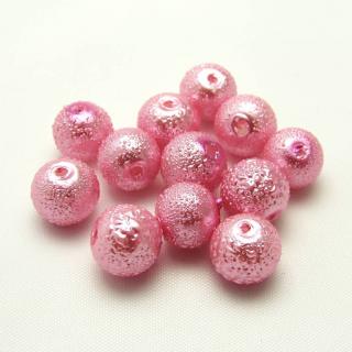 Vroubkované perly, 8mm (12ks/bal) Barva: Růžová