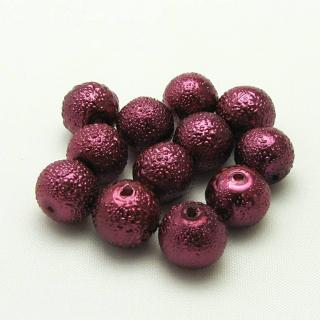 Vroubkované perly, 8mm (12ks/bal) Barva: Vínová
