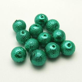 Vroubkované perly, 8mm (12ks/bal) Barva: Zelená