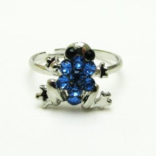 Žába s kamínky, prsten Barva: Modrá