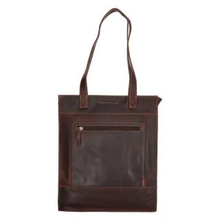 Hide  Stitches velká kožená hnědá kabelka columbia shopper 20564-006