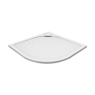 Čtvrtkruhová sprchová vanička, 90x90x3 cm včetně sifonu  bez nožiček, litý mramor