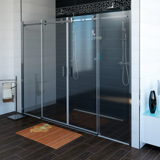 DRAGON sprchové dveře 1800mm  čiré bezpečnostní sklo 8 mm s povrchovou úpravou COATED GLASS. Výška dveří je 200 cm + Odstraňovač vodního kamene