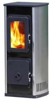 KAMNA MILANO II B ČERNÁ, NEREZ-INOX  Dvouplášťová, smaltovaná kamna