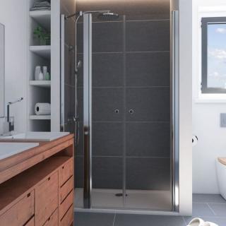 Komfort T2 PLUS20 90 - sprchové dvoukřídlé dveře 87-92 cm  dveře disponují zdvihacím pantem, čiré bezpečnostní sklo 6 mm