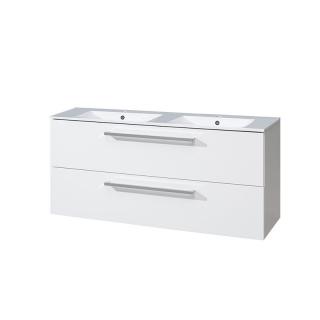 Koupelnová skříňka s keramickým dvojmyvadlem 120 cm  bílá/bílá