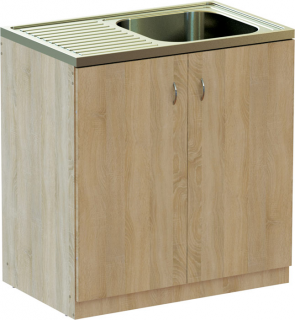 Kuchyňská skříňka DUB 80 cm s NEREZ dřezem  + ZDARMA sifon pro dřez