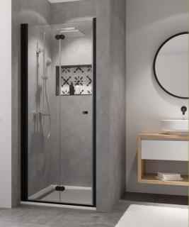 MISTRAL black 80 - zalamovací sprchové dveře do niky 76-81 cm  možno instalovat na pravou i levou stranu