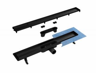 Nerezový sprchový Vogi žlab černý 70 cm  včetně roštu