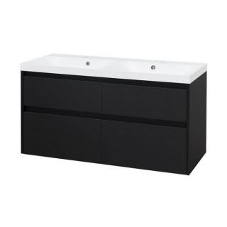 Opto, koupelnová skříňka, umyvadlo z litého mramoru, černá, 4 zásuvky, 1210x580x458 mm  Skříňka má laserové opracování hran, je dodávána smontovaná a…