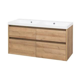 Opto, koupelnová skříňka, umyvadlo z litého mramoru, dub, 4 zásuvky, 1210x580x458 mm  Skříňka má laserové opracování hran, je dodávána smontovaná a je…