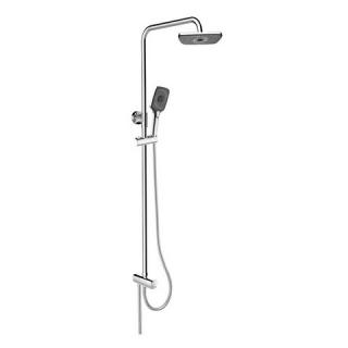 Sprchový set s tyčí hranatý, černá hlavová sprcha a třípolohová ruční sprcha, CB95001SB2  integrovaný tlačítkový přepínač