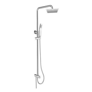Sprchový set s tyčí hranatý, nerezová hlavová sprcha a třípolohová ruční sprcha  integrovaný tlačítkový přepínač