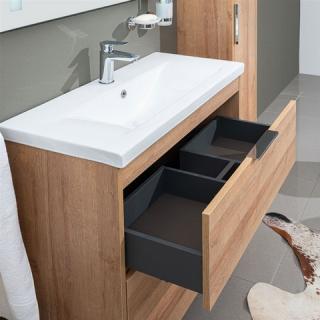 Vigo, koupelnová skříňka s keramickým umyvadlem 61 cm, dub Riviera