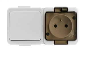 GWN-SL zásuvka jednonásobná 2p+Z s kouřovým víčkem + spínač IP44 bílá