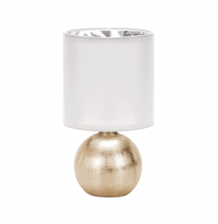Stolní lampa PERLO E14 zlatá/bílá