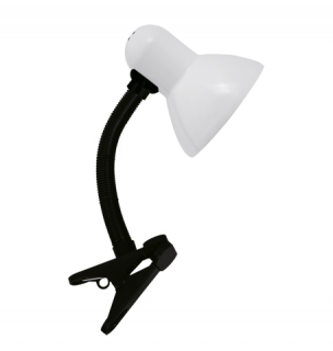 Stolní lampička TOLA E27 bílá s klipem