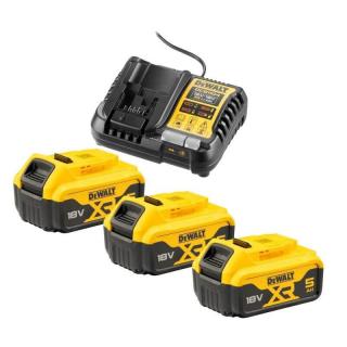 DCB1104P3 DeWALT Nabíječka s akumulátory XR Li-ion 18V 3× 5,0Ah (Sada nabíječky a baterie nahrazuje DCB115P3)