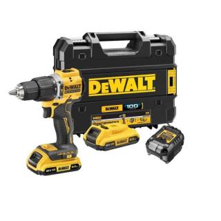 DCD100YD2T DeWALT Aku bezuhlíková příklepová vrtačka 18V XR 2x 2,0Ah Li-Ion, TSTAK, Limitovaná edice (Limitovaná edice vrtačky k výročí 100 let DeWALT)