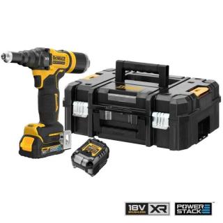 DCF403E1GT DeWALT Aku nýtovací kleště 18V XR pro nýty od 2.4 mm do 4.8 mm, 1× Li-Ion 1,7Ah POWERSTACK s GFN krytem (POWERSTACK s ochranným krytem pro automotive)