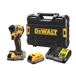 DCF850E2T DeWALT Aku bezuhlíkový rázový utahovák 1/4 , 205Nm, 18V XR 2x 1,7Ah POWERSTACK, TSTAK