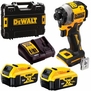 DCF850P2T DeWALT Aku bezuhlíkový rázový utahovák 1/4 , 205Nm, 18V XR 2x 5,0Ah Li-Ion, TSTAK