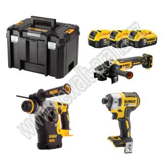DCK305P3T Aku bezuhlíková kombo sada nářadí 18V 3x 5,0Ah Li-Ion XR, s kufrem, DeWALT