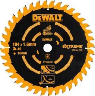 DT1668 DeWALT Pilový kotouč Extreme 184 x 16 mm, 40 zubů, ABT +7°