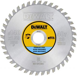 DT1918 DeWALT  kotouč pro kotoučové pily, řezání nerezové oceli 140 x 20 mm, 40 zubů