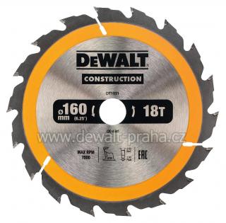 DT1931 DeWALT Pilový kotouč 160 x 20 mm, 18 zubů