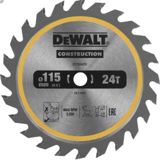 DT20420 DeWALT Pilový kotouč 115 mm, 24 zubů, ATB, 20° jemný řez, pro DCS571