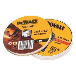 DT3506 DeWALT Sada řezných kotoučů na nerez, plochý, 115 x 22,2 x 1,0mm, 10 ks v kovové krabičce