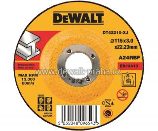 DT42210 DeWALT Řezný kotouč na nerez 115 x 3,0 mm vypouklý Typ 27