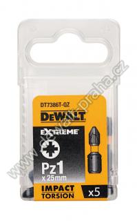 DT7386T DeWALT Sada bitů 5 ks Pozidrive Pz1 EXTREME Torsion