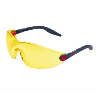 2742 - Ochranné brýle 3M Comfort, žlutý polykarbonátový zorník, nylonový rámek, 4 polohy délky postranic, modrá ramena, červené čepy