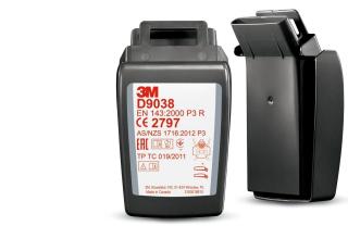 D9038  Filtr P3 R (pevné a kapalné částice, fluorovodík a zápach) pro polomasky 3M Secure Clic řady HF-800, (cena za 1 ks, nutno koupit násobky 2 ks)