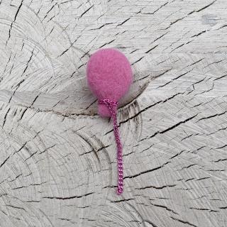 Růžový balónek - brož (merino vlna)
