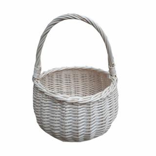 Bílý proutěný svatební košíček pro družičky BOLERO průměr 15 cm, výška 20 cm po ucho