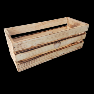 Dřevěný truhlík se srdíčkem 40x15,5x18 cm (š/v/h)