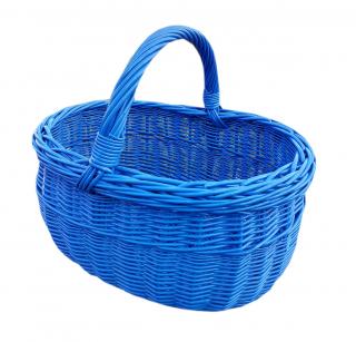 Košík proutěný na nákup velký MÍRA IV modrý šmoulíkový