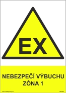 Tabulka - NEBEZPEČÍ VÝBUCHU ZÓNA 1,2 materiál: folie, velikost: A5 21x14,5 cm, zona: Nebezpečí výbuchu zona 1
