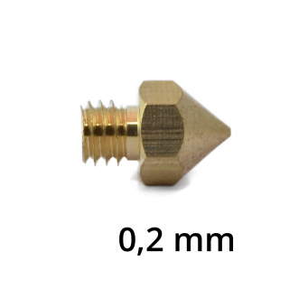 Mosazná tryska MK8 1,75 (závit M6) průměr 0,2 mm